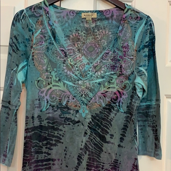 🇺🇸Oneworld mixed color print tee like - Picture 2 of 8